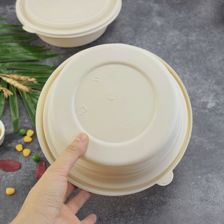 Plato hondo con tapa desechable en almidón maíz biodegradable sopa grande  16 onzas paquete 10und