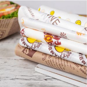 Pe Material de papel Bandeja encerada Revestimiento reciclable de cesta de hamburguesa