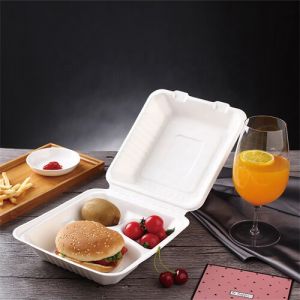 caja de comida rápida de bagajo tiffin desechable microondas cajas chinas para llevar