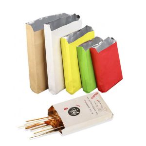 Bolsa de papel de aluminio de fondo plano Bolsas de embalaje De papel Comida para llevar