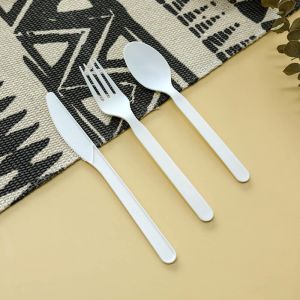 cuchara desechable y tenedor para servir cubiertos cucharas de paja de plástico