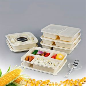 Bandejas de almuerzo de caña de azúcar al por mayor China Envase de alimentos de 700 ml Proveedor de embalaje de caja de compartimento