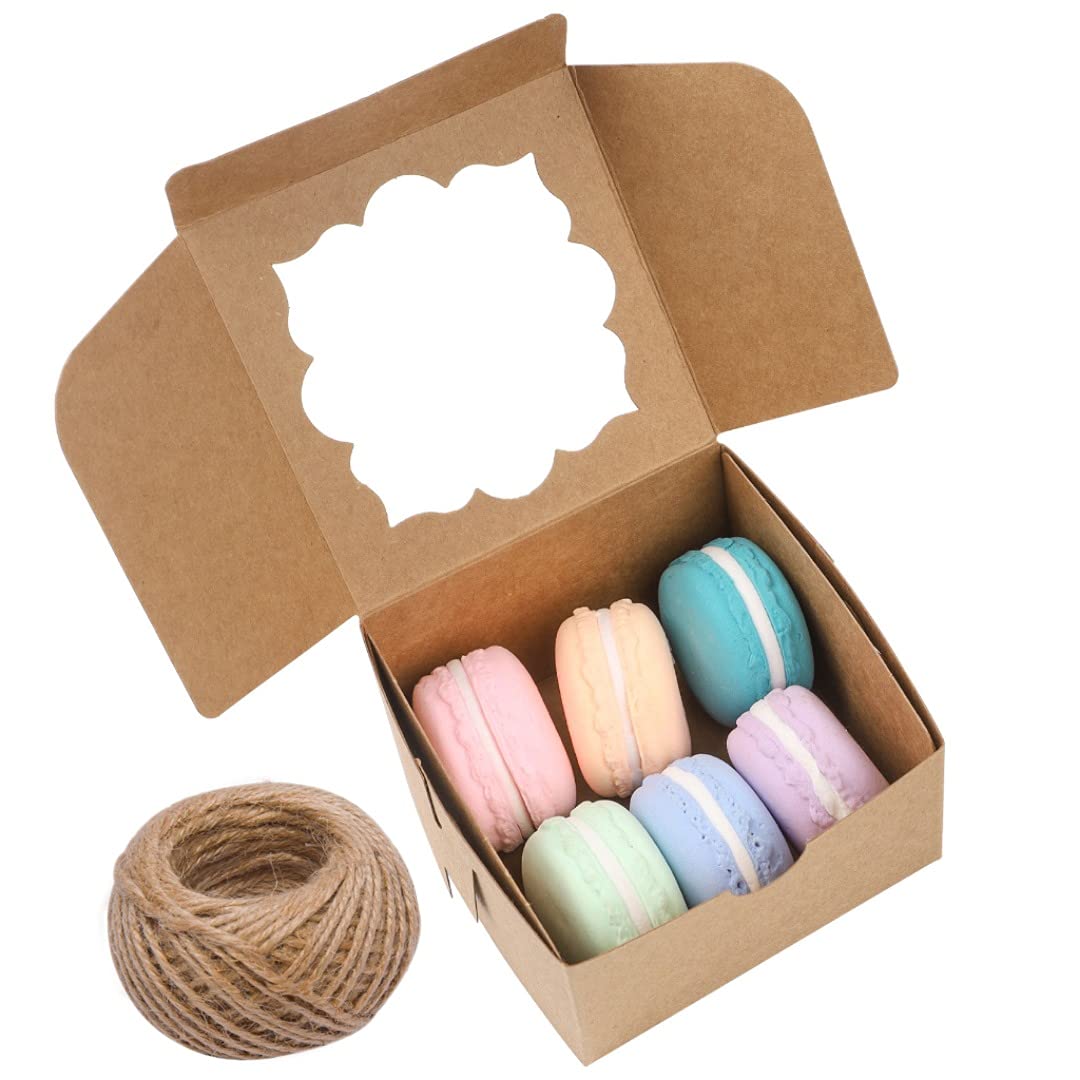 Caja de embalaje de donas Caja de cupcakes de piruleta 4 agujeros Ventana de cinta