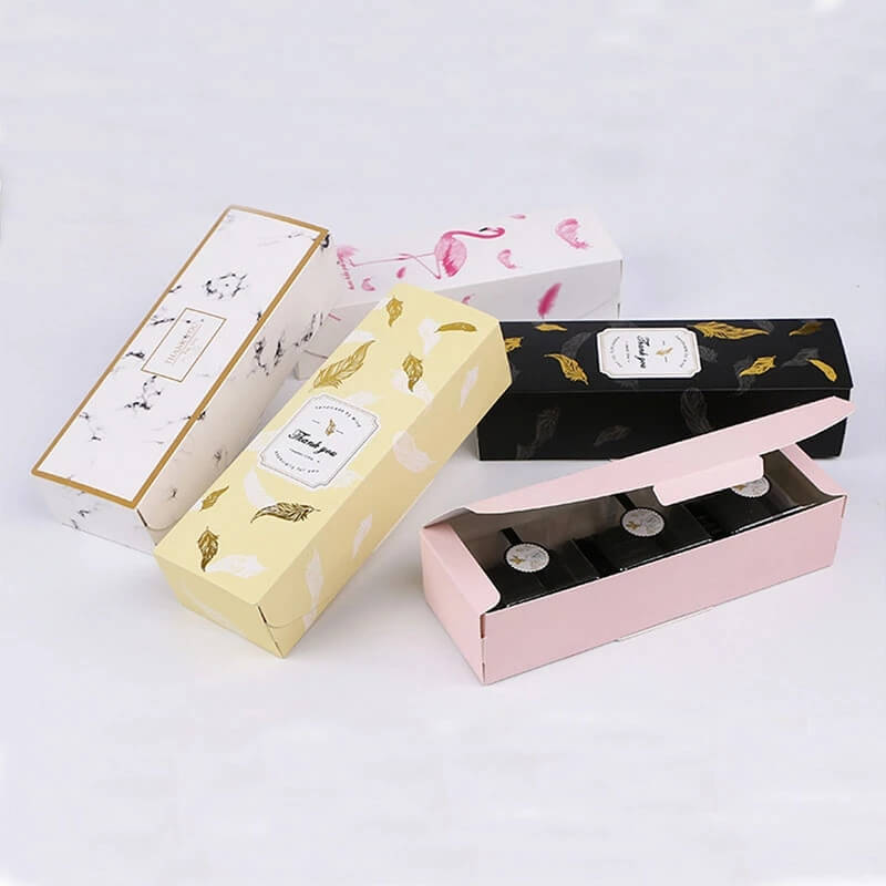 Caja de embalaje de donas Caja de cupcakes de piruleta 4 agujeros Ventana de cinta