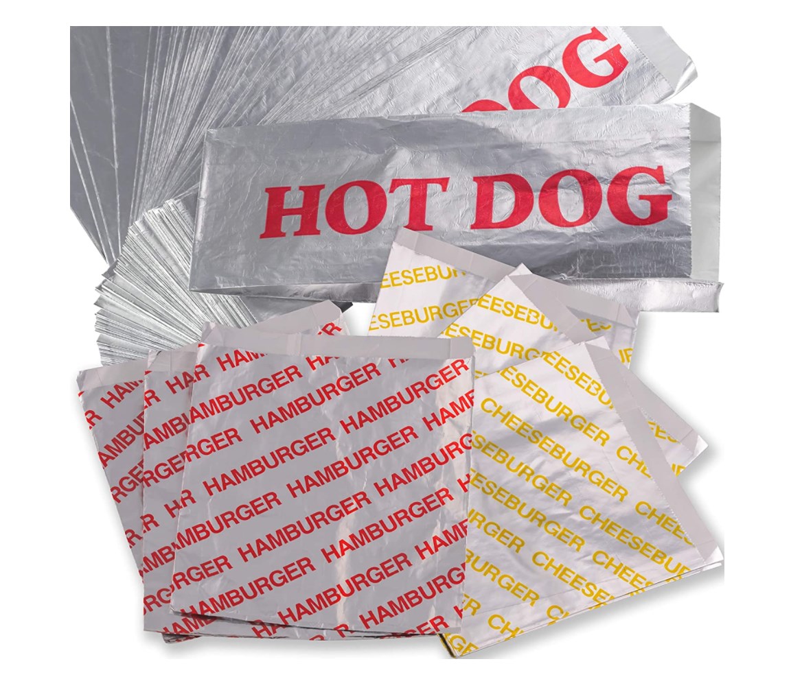 Bolsa de papel para barbacoa de grado alimenticio para hamburguesas Bolsas de grasa forradas con papel de aluminio